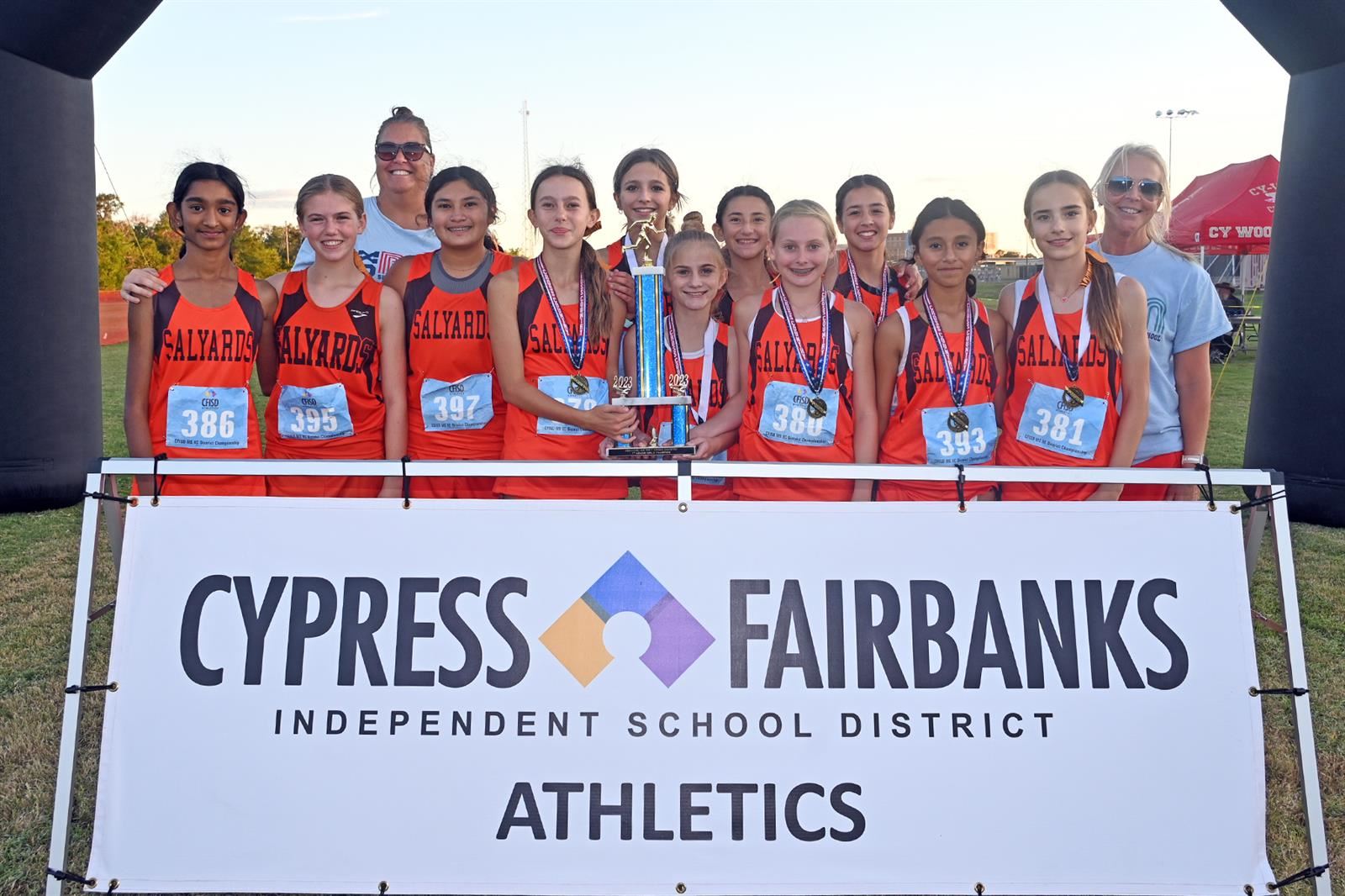 Salyards Middle School won the seventh grade girls’ cross country team championships with a score of 33 points on Oct. 18.